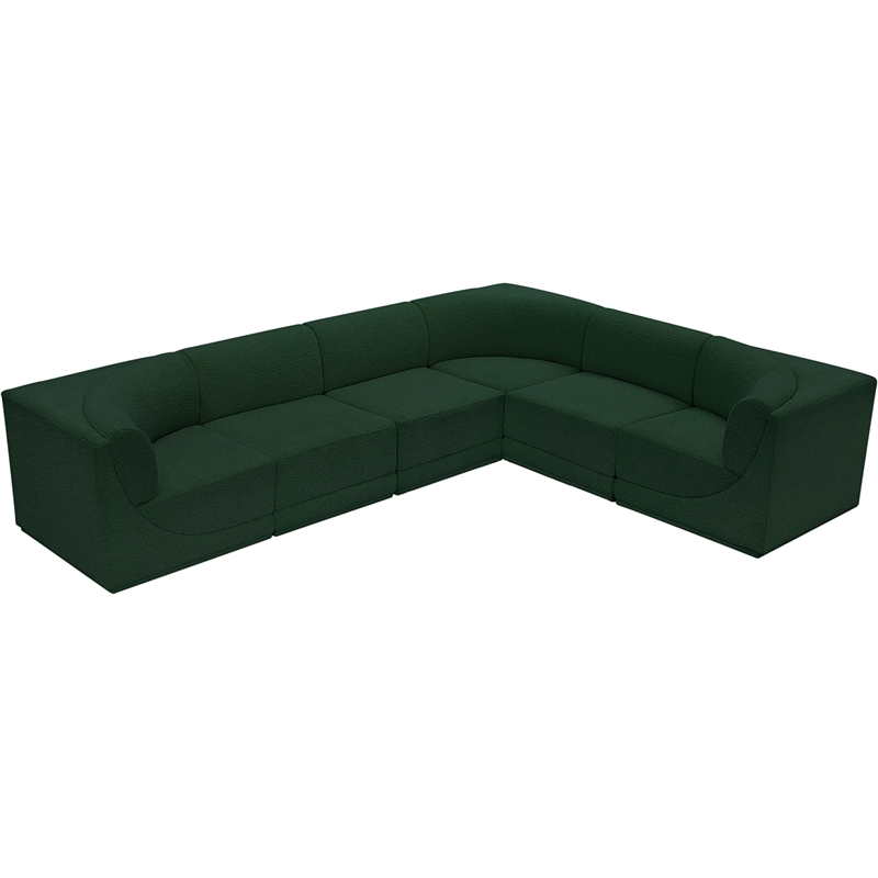 meridian furniture ollie green boucle fabric modular sectional