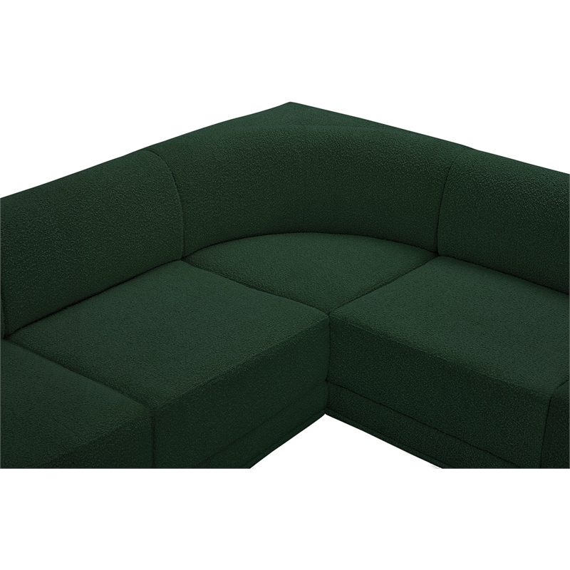 meridian furniture ollie green boucle fabric modular sectional