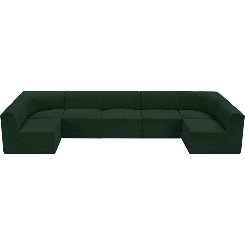 Meridian Furniture Ollie Green Boucle Fabric Modular Sectional