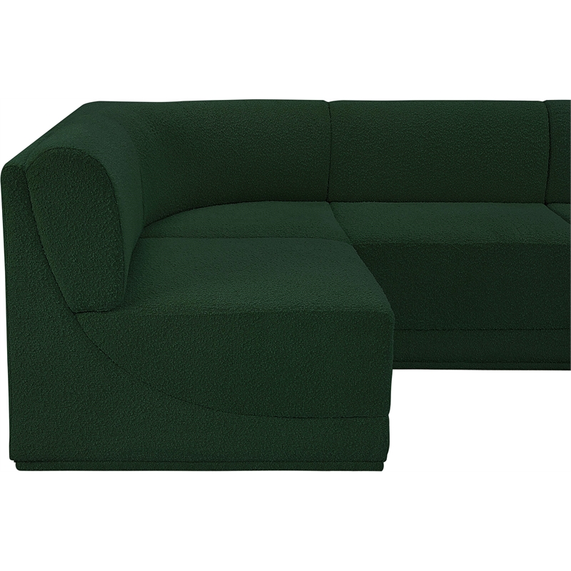 meridian furniture ollie green boucle fabric modular sectional