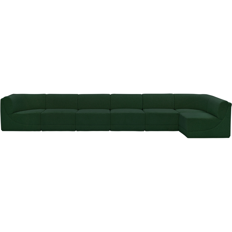 meridian furniture ollie green boucle fabric modular sectional