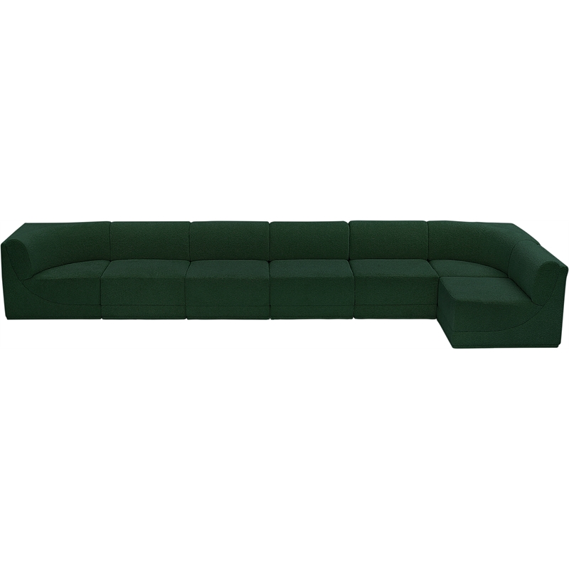 meridian furniture ollie green boucle fabric modular sectional