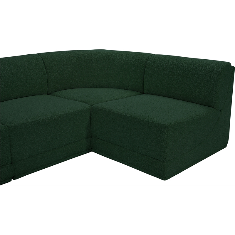 meridian furniture ollie green boucle fabric modular sectional