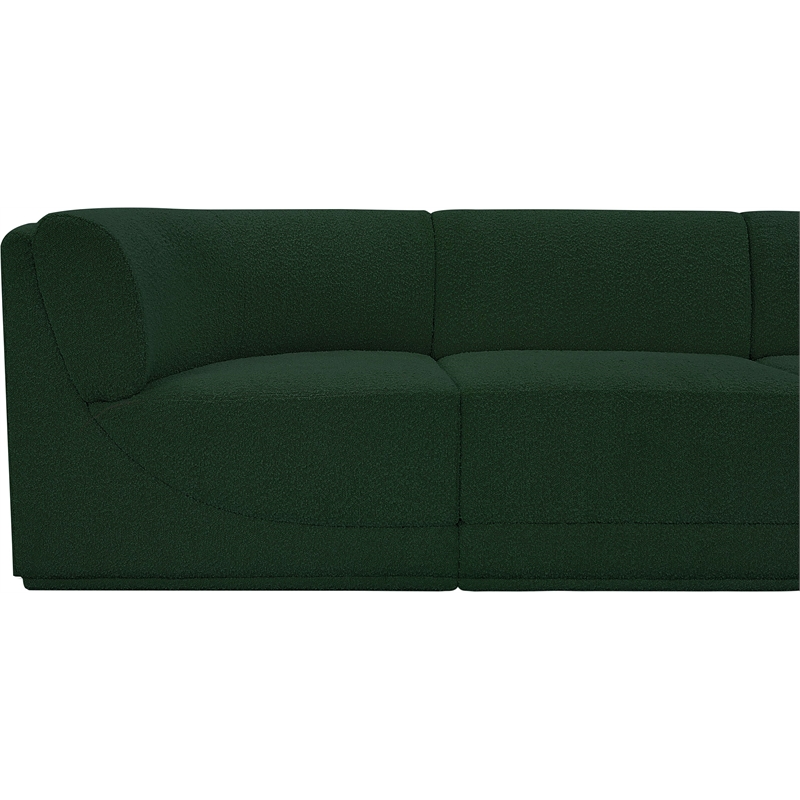 meridian furniture ollie green boucle fabric modular sectional