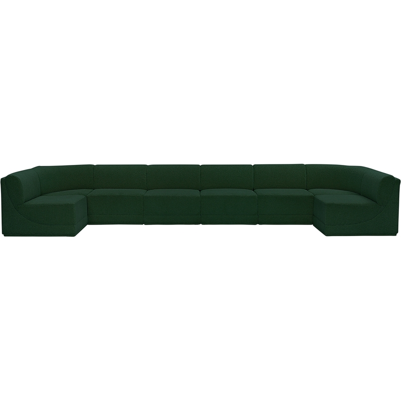 Meridian Furniture Ollie Green Boucle Fabric Modular Sectional