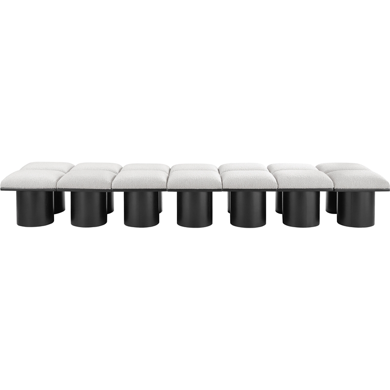 meridian furniture pavilion cream boucle fabric bench