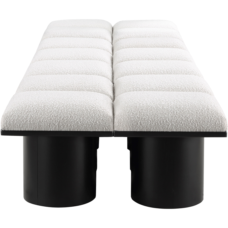 meridian furniture pavilion cream boucle fabric bench