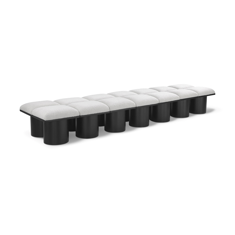 meridian furniture pavilion cream boucle fabric bench