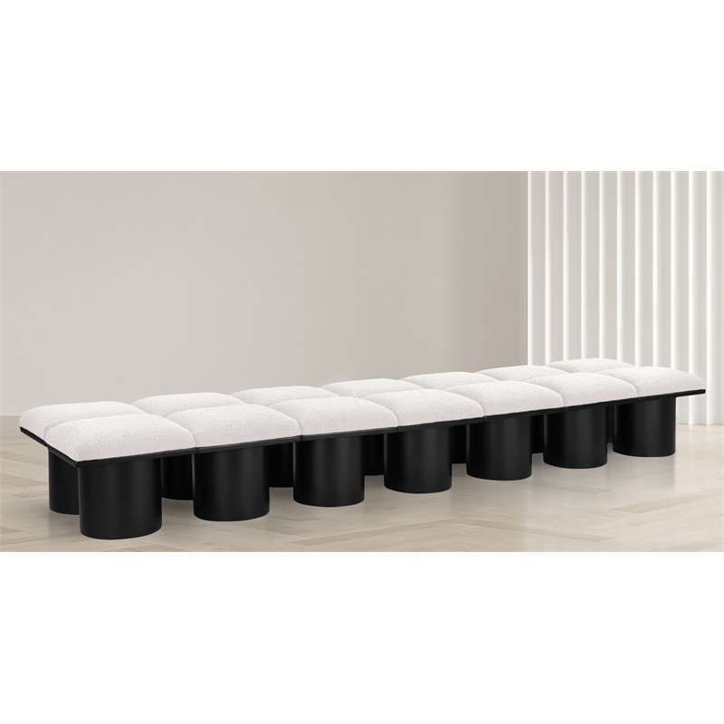 meridian furniture pavilion cream boucle fabric bench