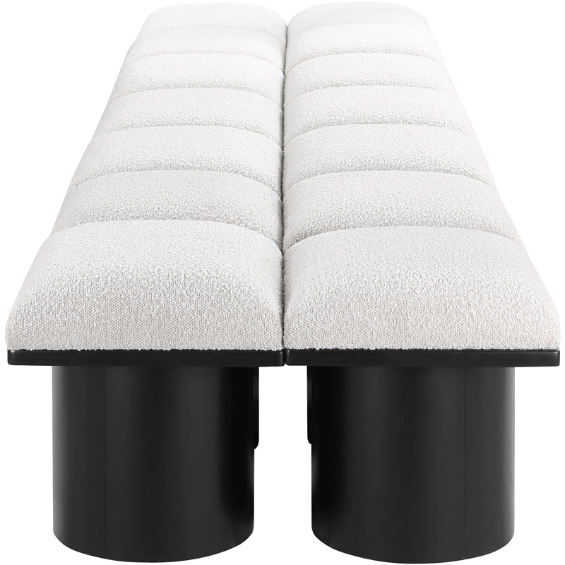 meridian furniture pavilion cream boucle fabric bench