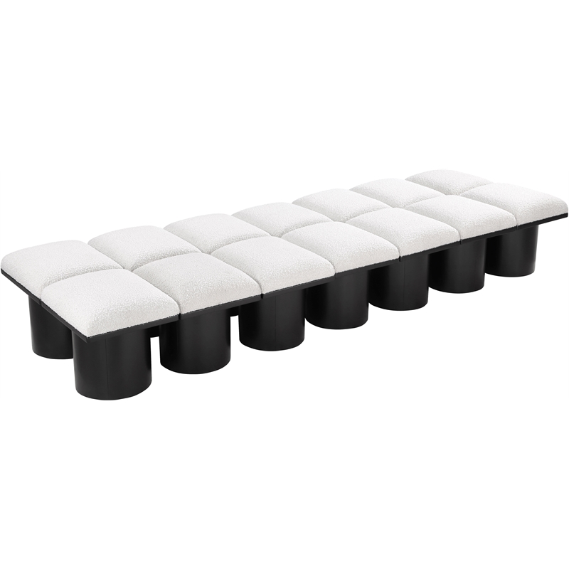 meridian furniture pavilion cream boucle fabric bench