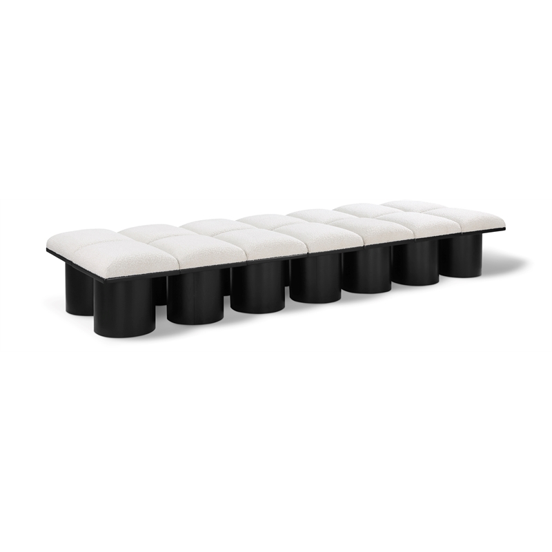 meridian furniture pavilion cream boucle fabric bench