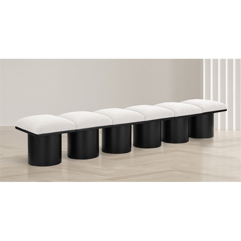 Meridian Furniture Pavilion Cream Boucle Fabric Bench