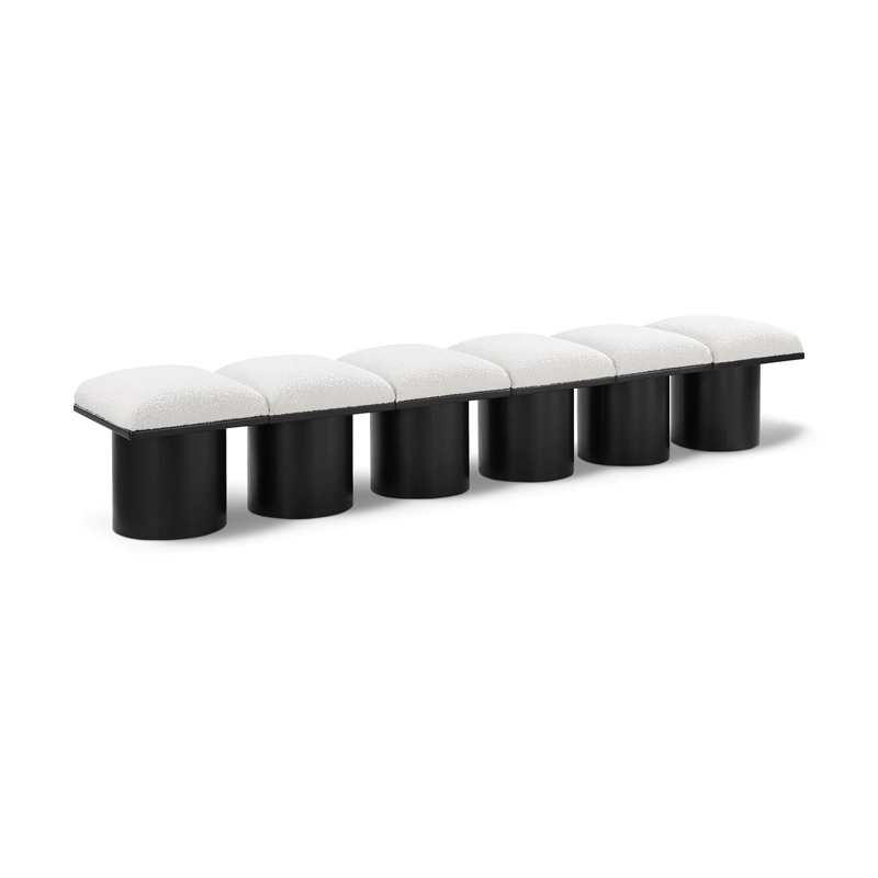 Meridian Furniture Pavilion Cream Boucle Fabric Bench