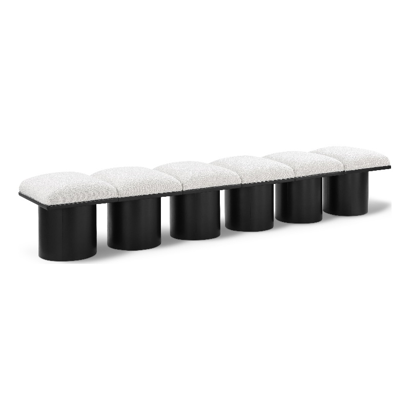 Meridian Furniture Pavilion Cream Boucle Fabric Bench
