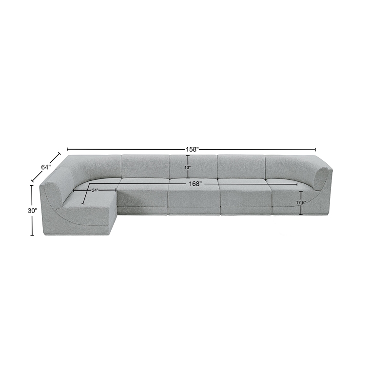 Meridian Furniture Ollie Grey Boucle Fabric Modular Sectional