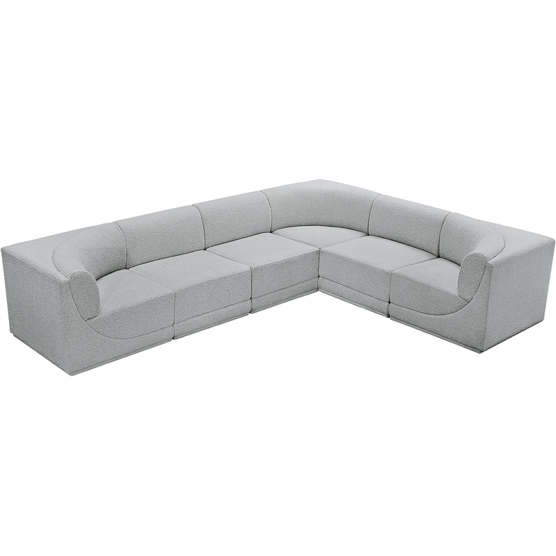 Meridian Furniture Ollie Grey Boucle Fabric Modular Sectional