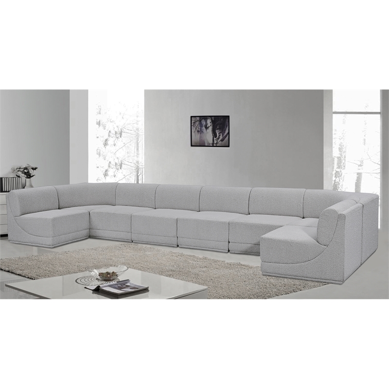 Meridian Furniture Ollie Grey Boucle Fabric Modular Sectional
