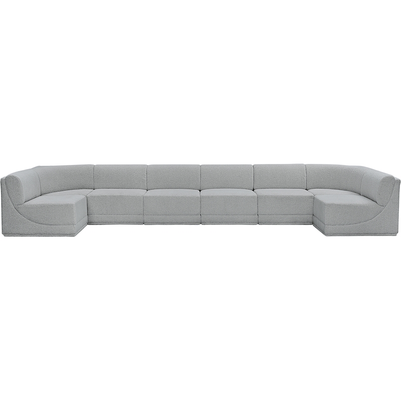 Meridian Furniture Ollie Grey Boucle Fabric Modular Sectional