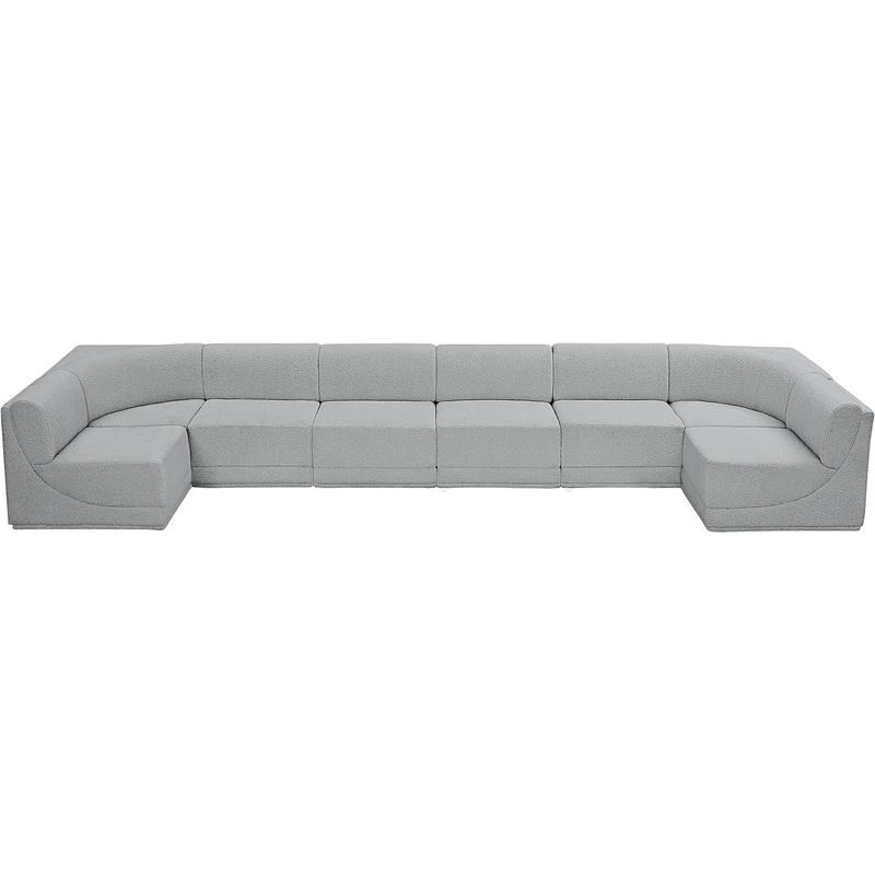 Meridian Furniture Ollie Grey Boucle Fabric Modular Sectional