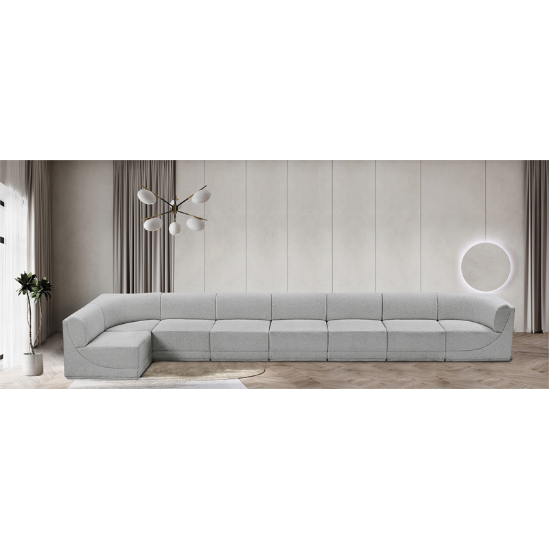 Meridian Furniture Ollie Grey Boucle Fabric Modular Sectional
