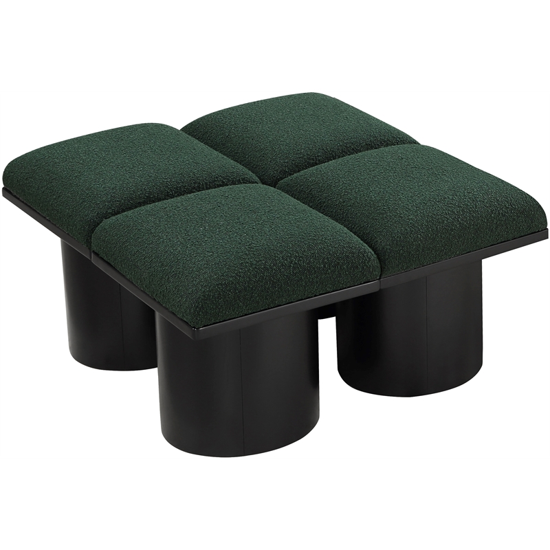 Meridian Furniture Pavilion Green Boucle Fabric Bench
