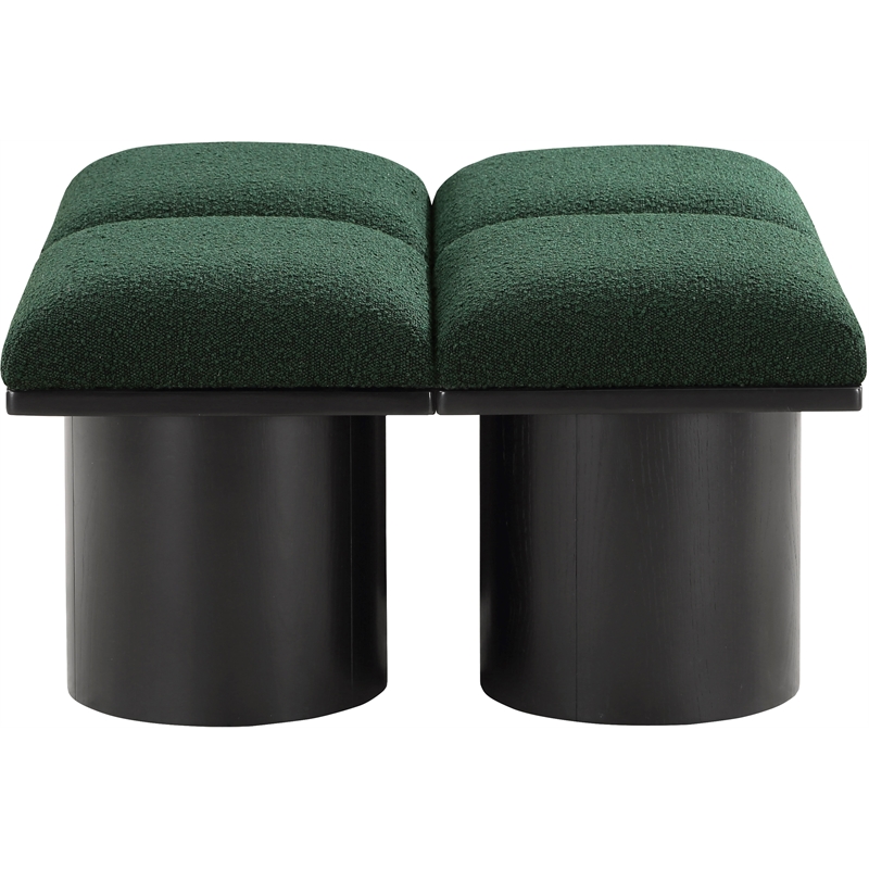 Meridian Furniture Pavilion Green Boucle Fabric Bench