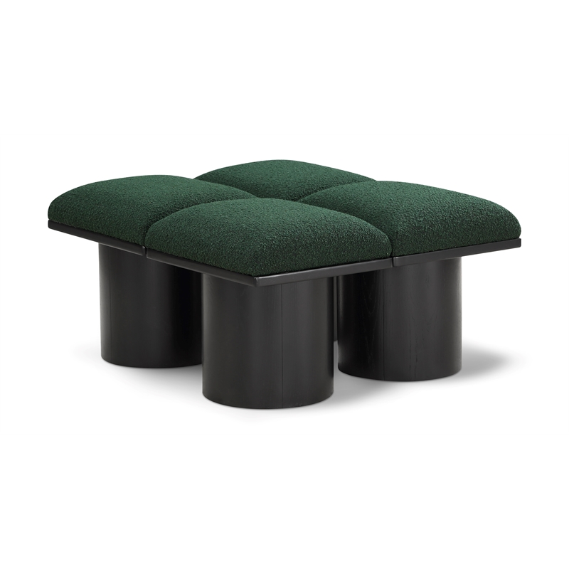 Meridian Furniture Pavilion Green Boucle Fabric Bench