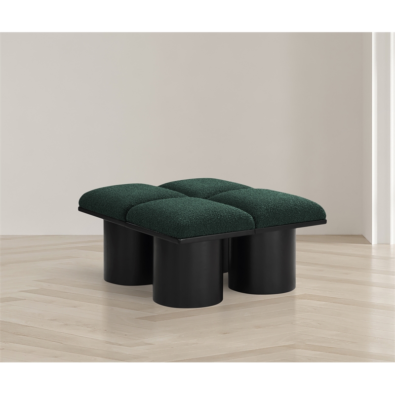 Meridian Furniture Pavilion Green Boucle Fabric Bench