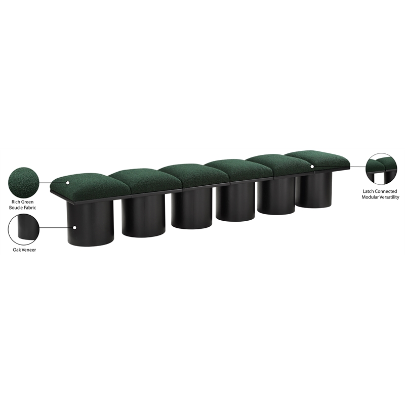 Meridian Furniture Pavilion Green Boucle Fabric Bench