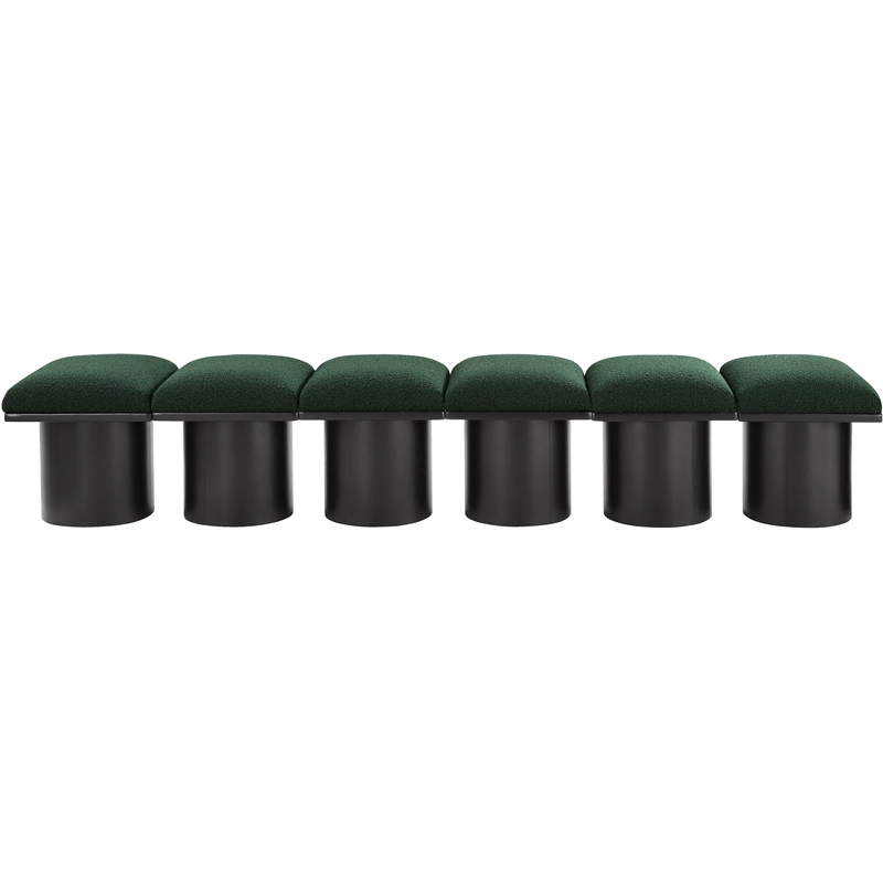 Meridian Furniture Pavilion Green Boucle Fabric Bench
