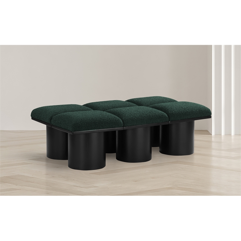 Meridian Furniture Pavilion Green Boucle Fabric Bench