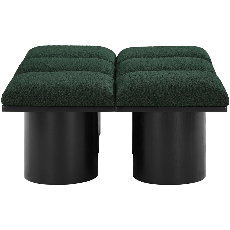 Meridian Furniture Pavilion Green Boucle Fabric Bench