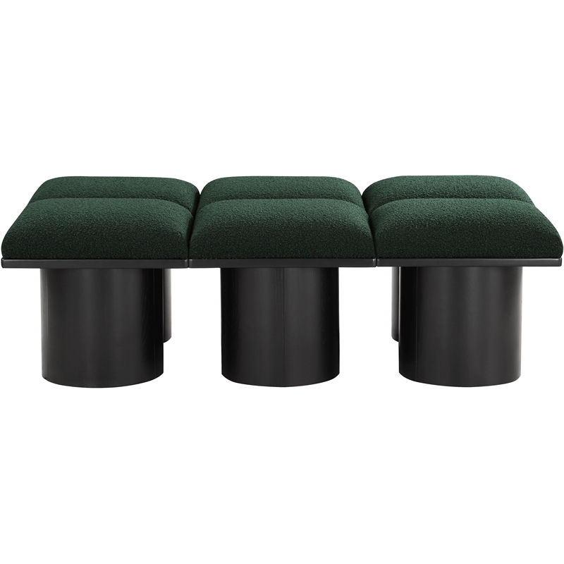 Meridian Furniture Pavilion Green Boucle Fabric Bench