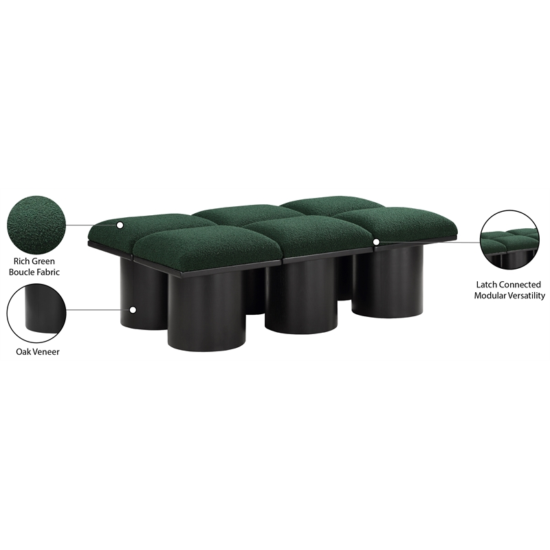 Meridian Furniture Pavilion Green Boucle Fabric Bench
