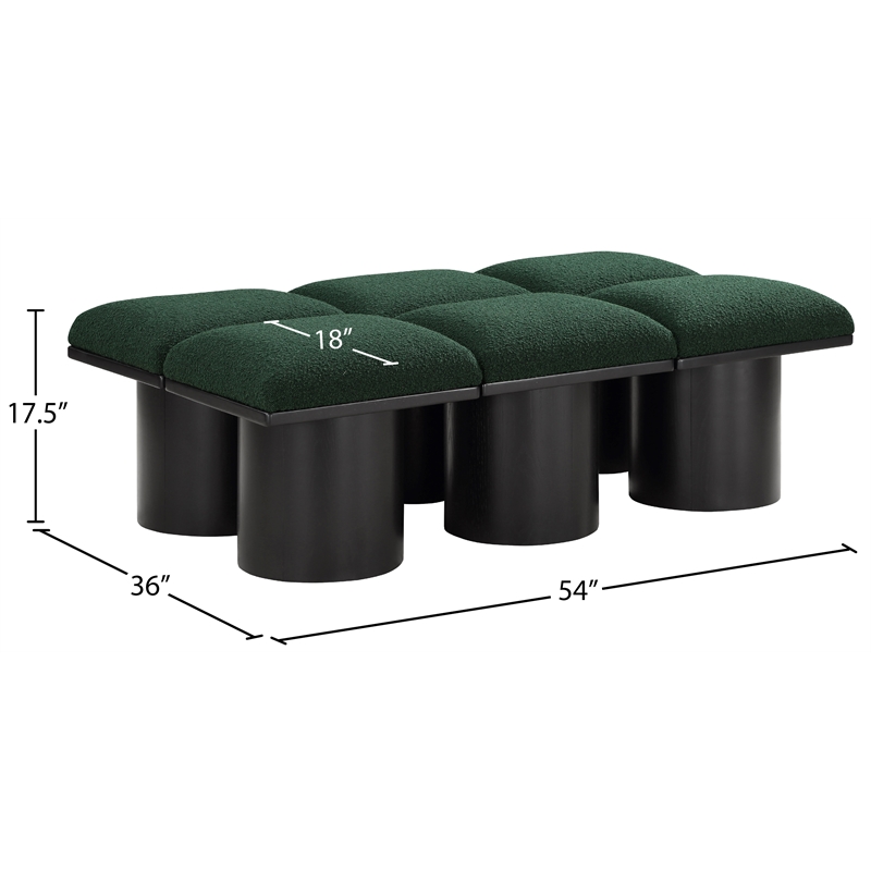 Meridian Furniture Pavilion Green Boucle Fabric Bench