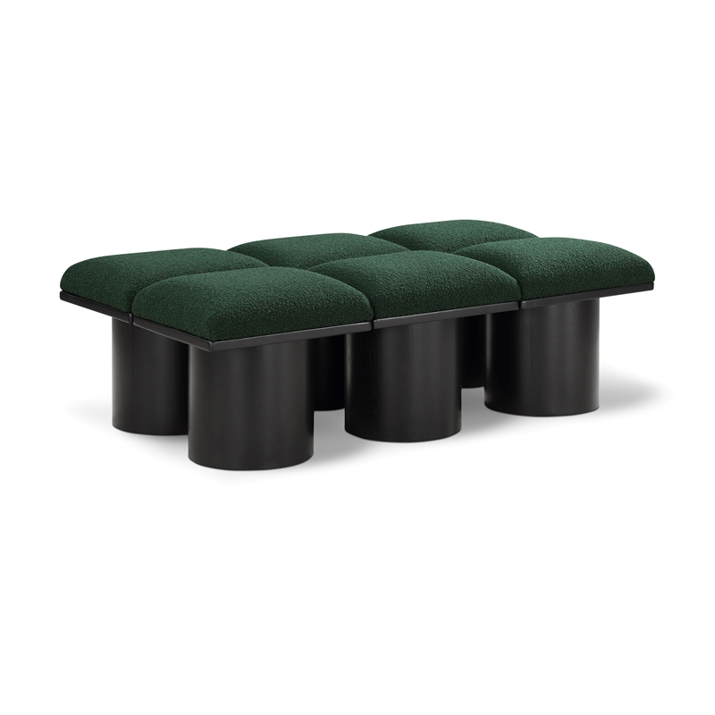 Meridian Furniture Pavilion Green Boucle Fabric Bench