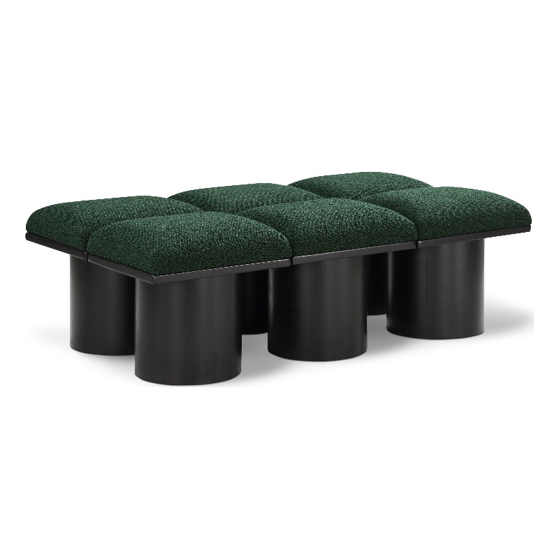 Meridian Furniture Pavilion Green Boucle Fabric Bench