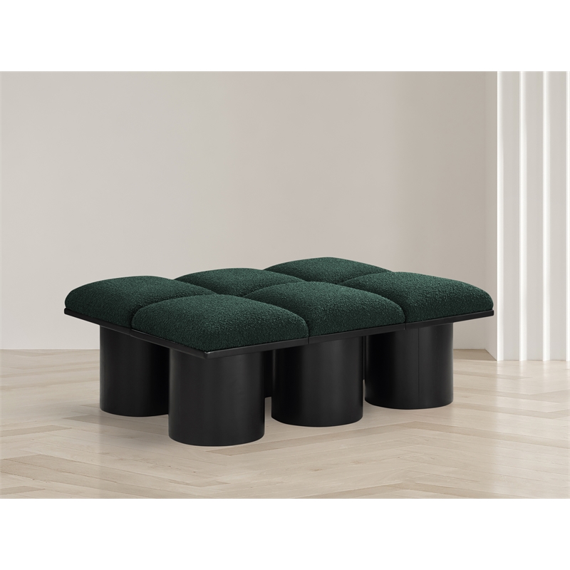 Meridian Furniture Pavilion Green Boucle Fabric Bench