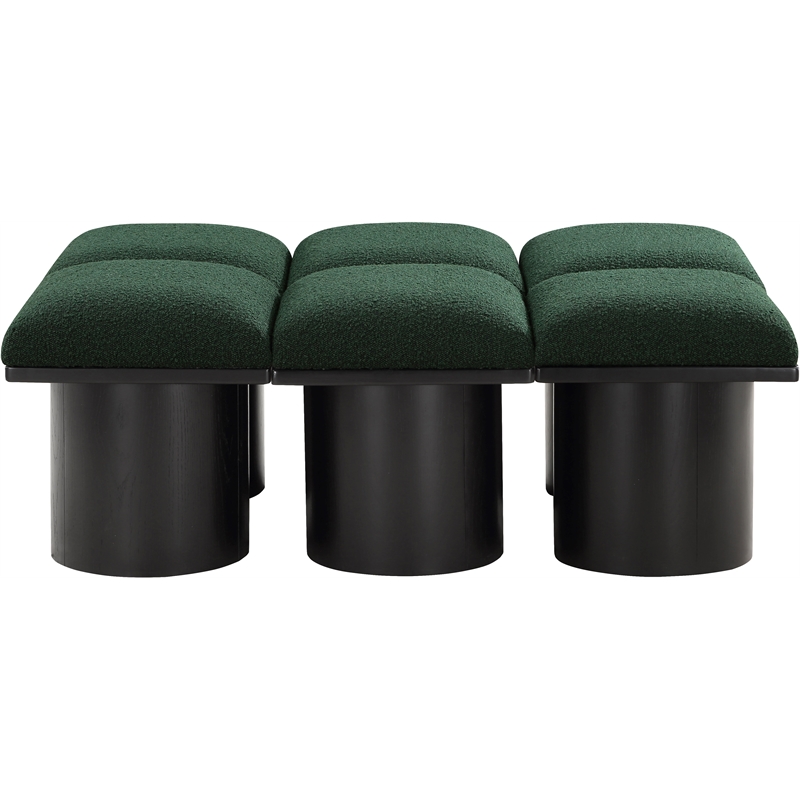 Meridian Furniture Pavilion Green Boucle Fabric Bench