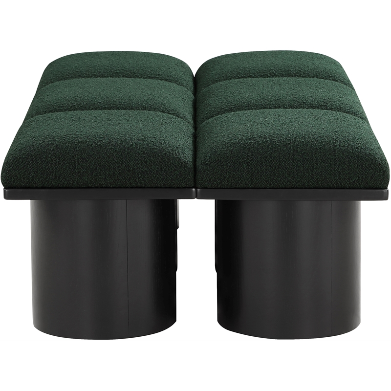 Meridian Furniture Pavilion Green Boucle Fabric Bench