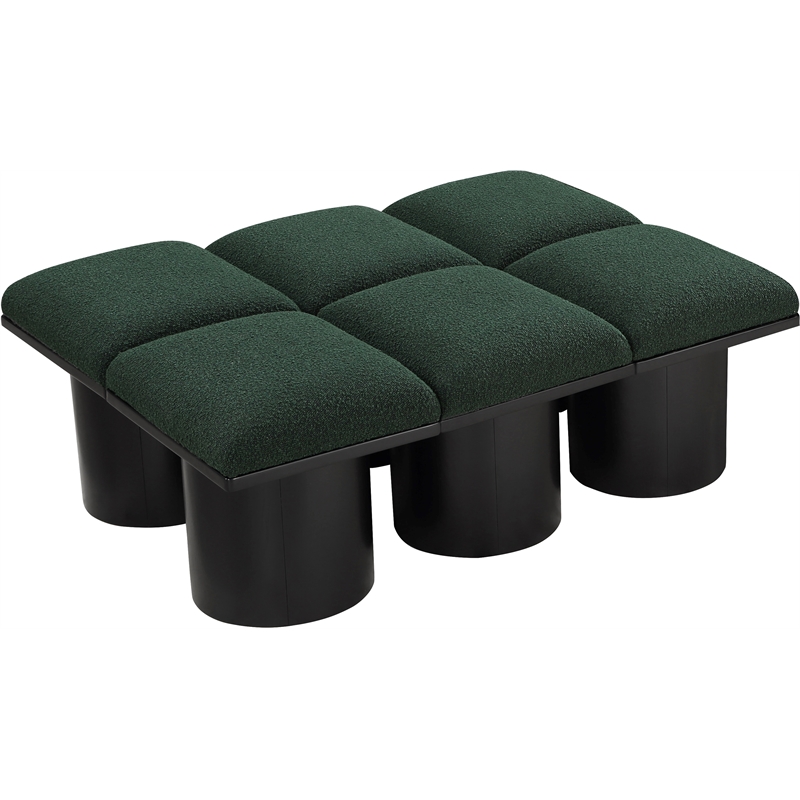 Meridian Furniture Pavilion Green Boucle Fabric Bench