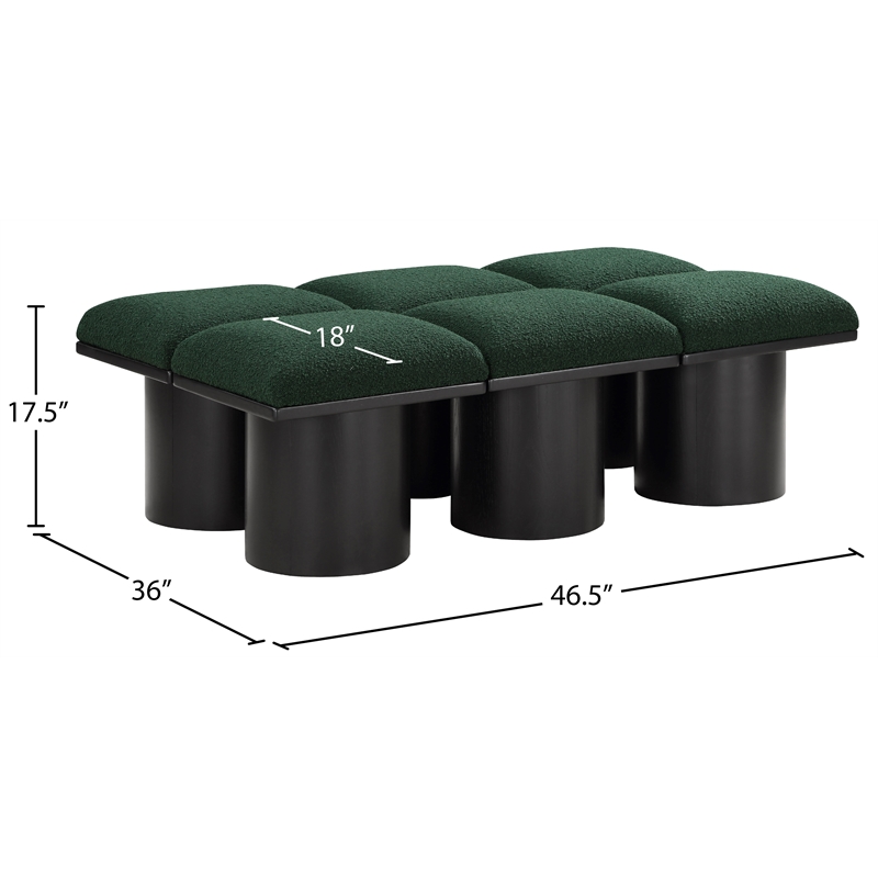 Meridian Furniture Pavilion Green Boucle Fabric Bench