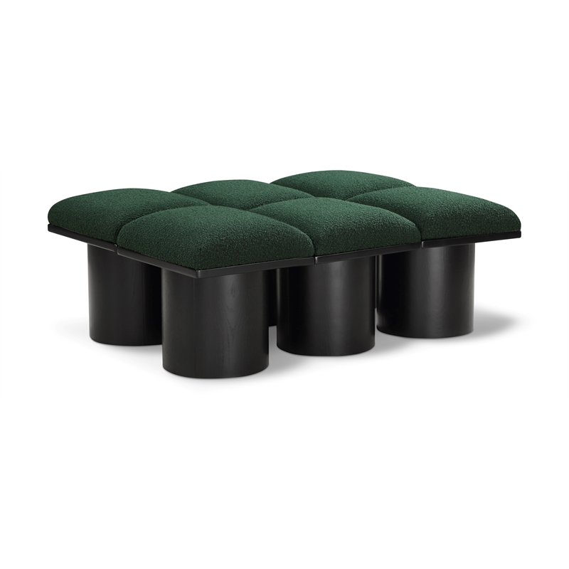 Meridian Furniture Pavilion Green Boucle Fabric Bench