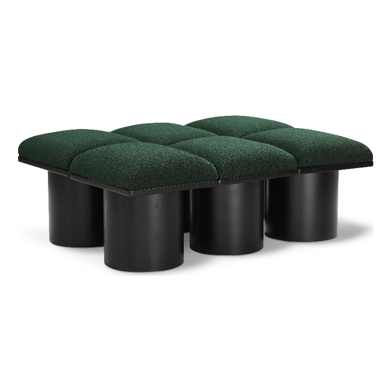 Meridian Furniture Pavilion Green Boucle Fabric Bench