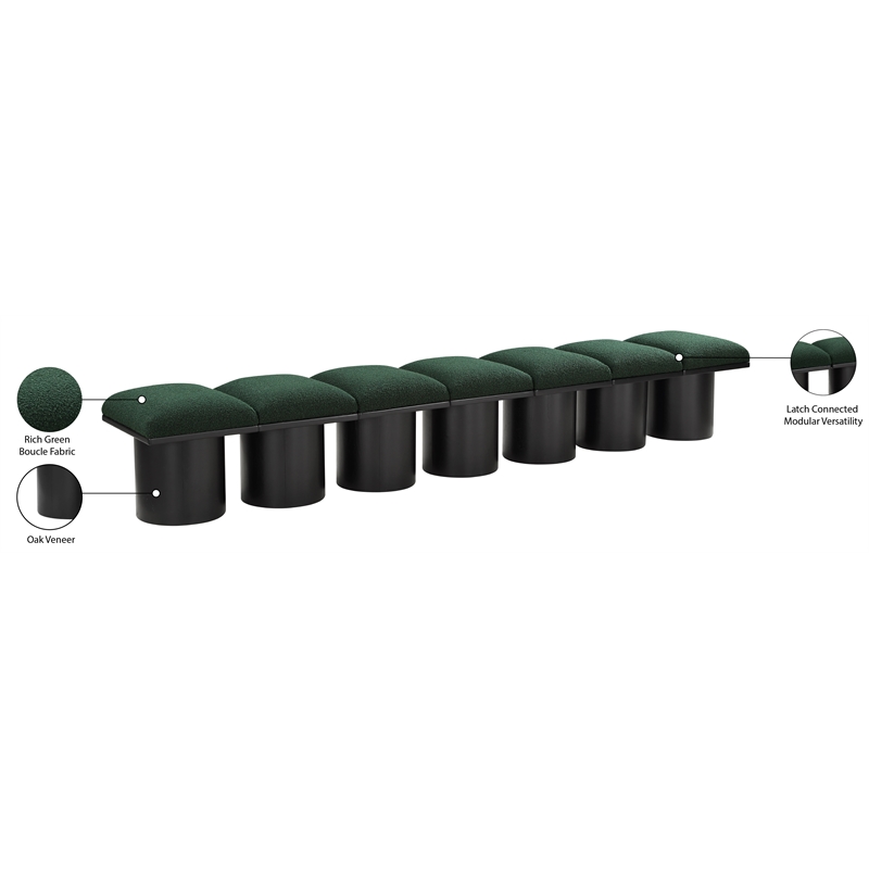 Meridian Furniture Pavilion Green Boucle Fabric Bench