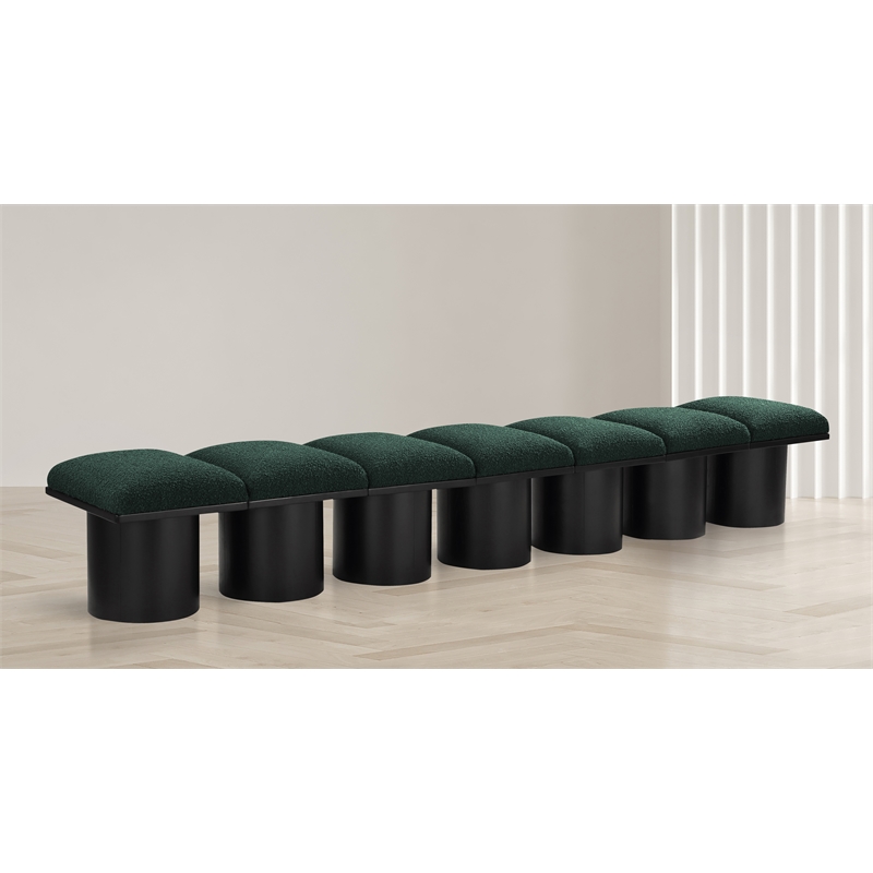 Meridian Furniture Pavilion Green Boucle Fabric Bench