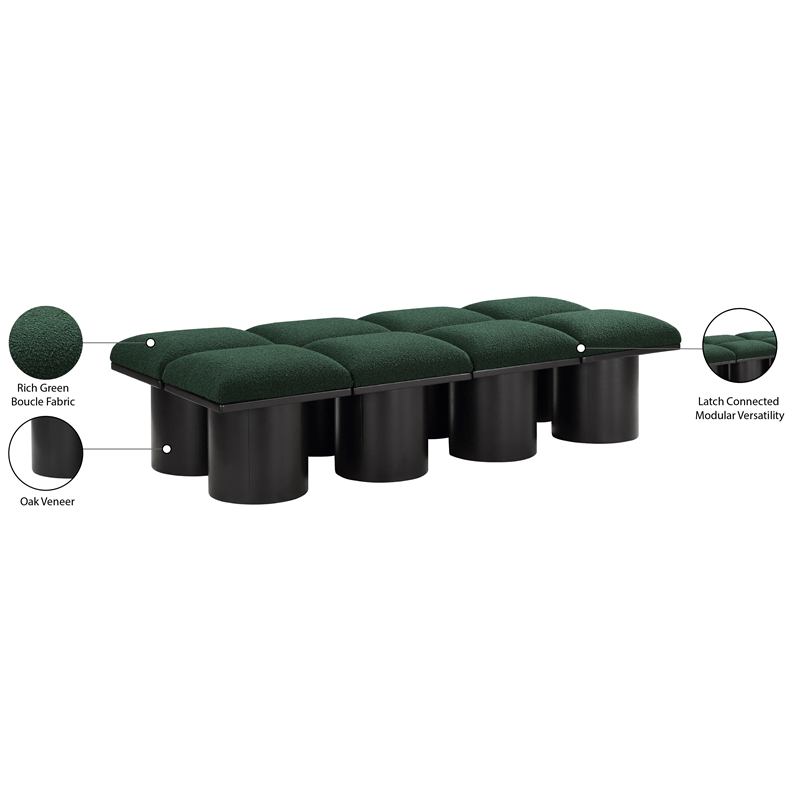 Meridian Furniture Pavilion Green Boucle Fabric Bench