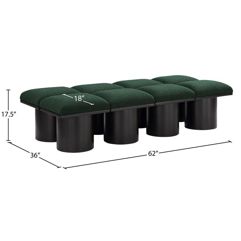 Meridian Furniture Pavilion Green Boucle Fabric Bench