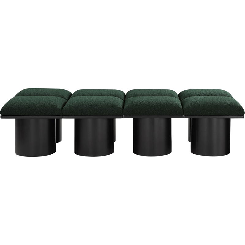 Meridian Furniture Pavilion Green Boucle Fabric Bench